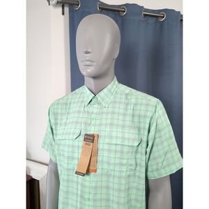 HEYBO Outdoors The Beaufort Button Shirt Mens Small Green Plaid Fishing Hunting